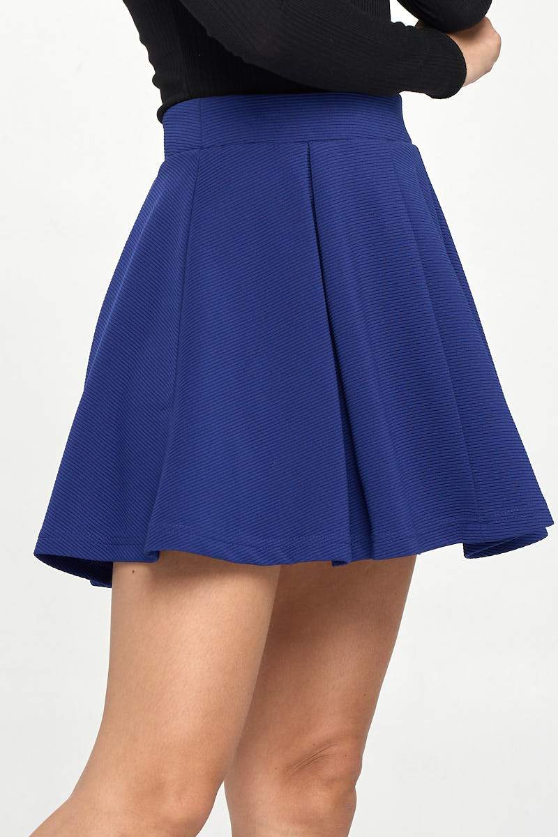 High-Waisted Pleated Skater Mini Skirt