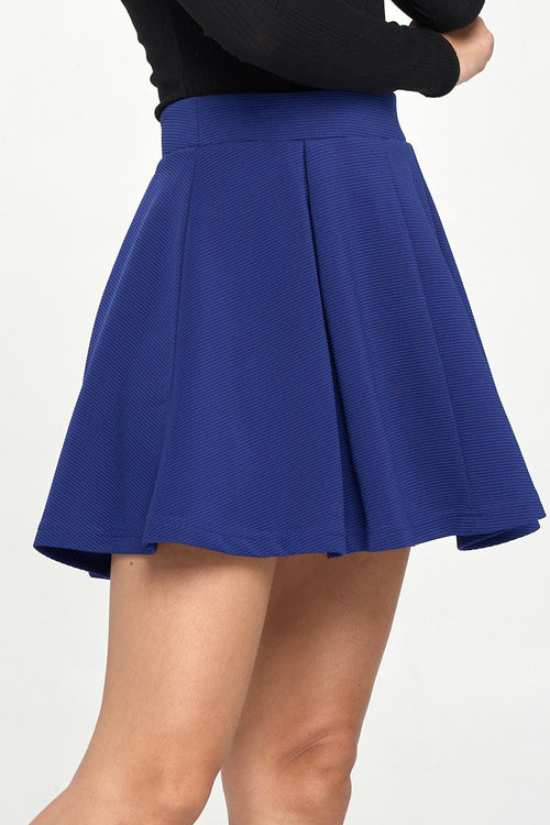 High-Waisted Pleated Skater Mini Skirt