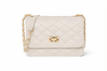 Cream Quilted Leather Crossbody Bag
