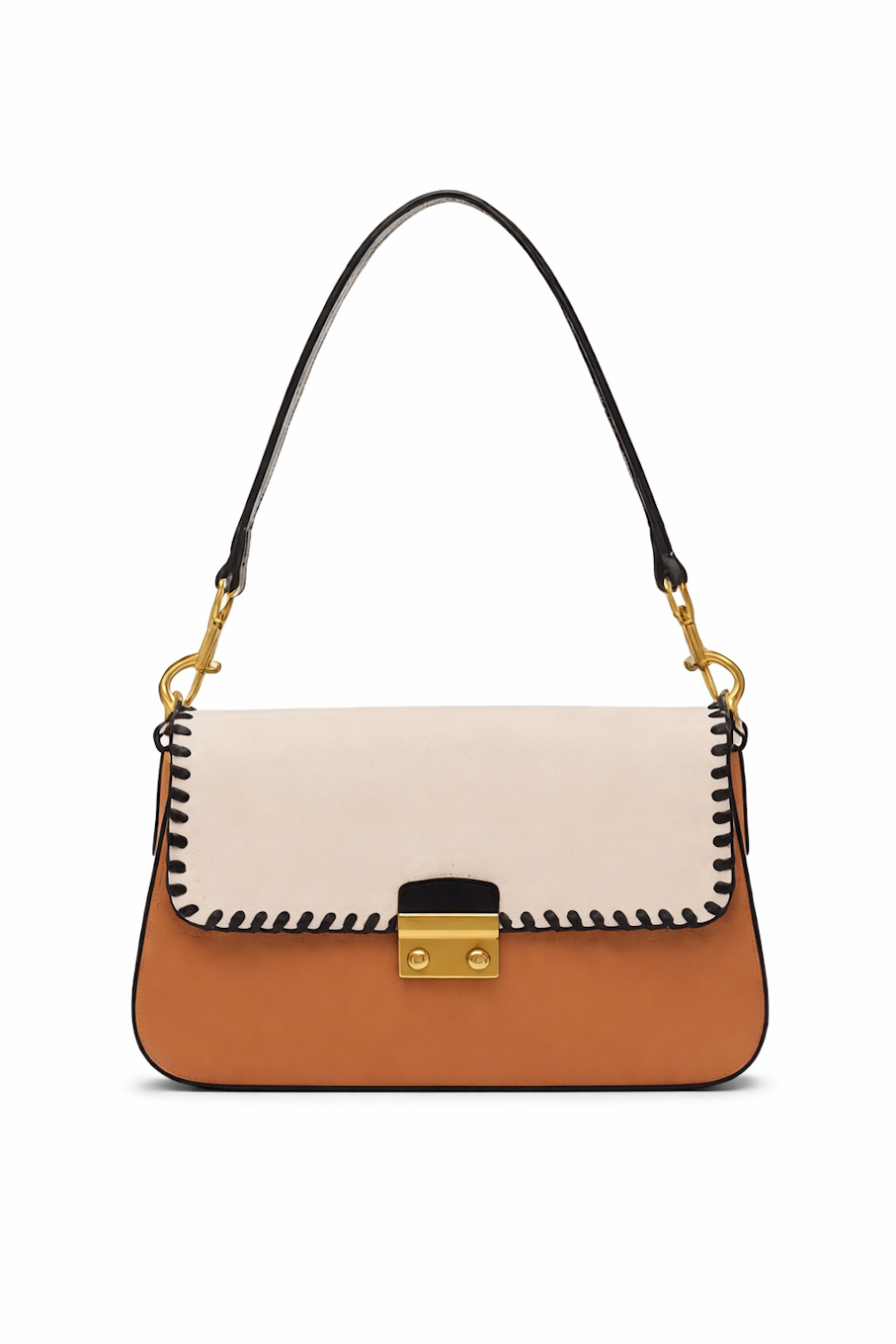Two-Tone Leather Shoulder Bag