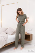 Safari Green Linen Set - Earthy Natural Loungewear