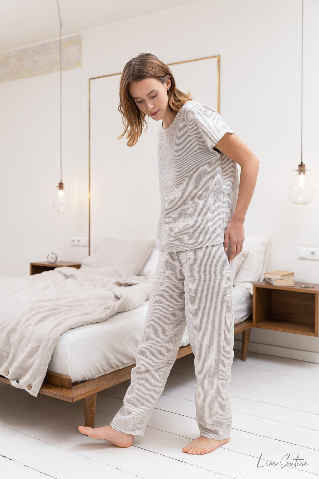 Sandstone Stripe Linen Set - Timeless Natural Loungewear